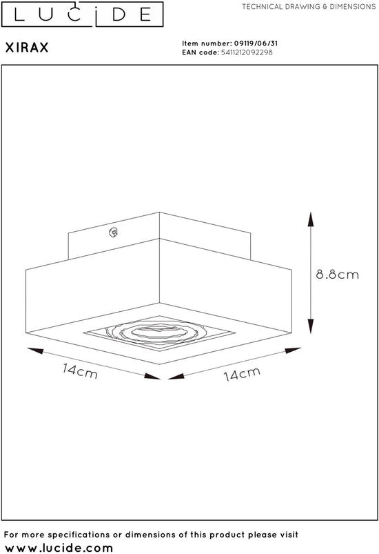 Lucide XIRAX – Deckenstrahler (Deckenleuchte) – LED „Dim to warm“ – GU10 – 1×5 W 2200 K/3000 K – Weiß