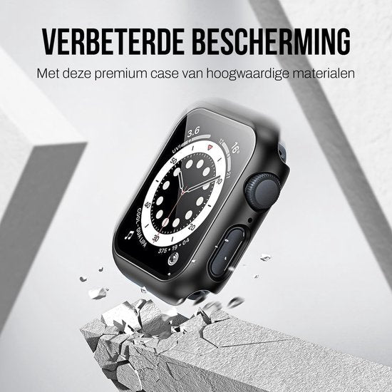 Gehäuse passend für Apple Watch Series 4 / 5 / 6 / SE - 40 mm Displayschutzfolie - 2 Stück - Full Cover Hard Case - Schwarz