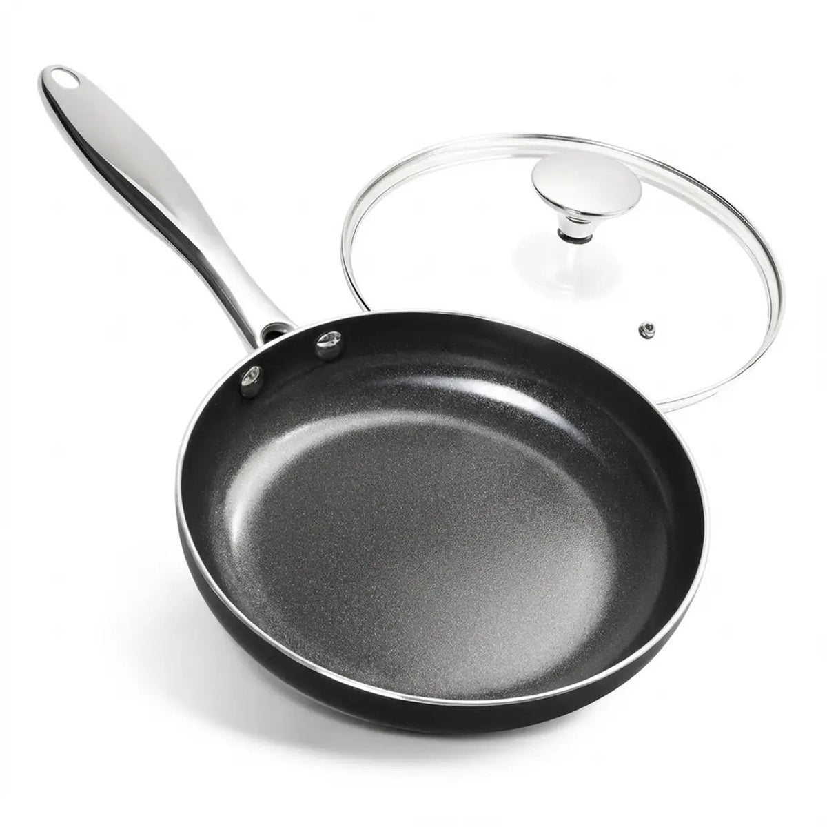 Michelangelo Keramik-Bratpfanne mit Deckel – 8 Zoll – Schwarz