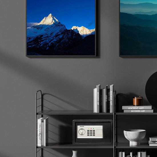 Auronic Electronic Safe - Zahlenschloss - Schlüssel - Wandmontage - 4.3cm Tür - 130dB Alarm - 8L - 31x20x20cm - 4.5KG - Stahl - Schwarz