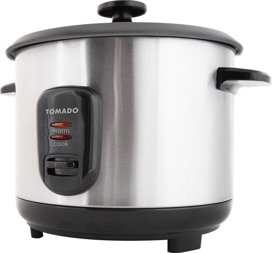 Tomado TRC1001S - Reiskocher - 5 Portionen - 1 Liter Fassungsvermögen - Warmhaltefunktion - Antihaftbeschichtung - PFAS-frei - Design aus Edelstahl