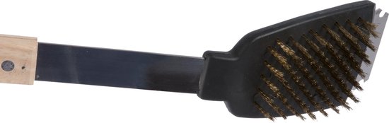 BBQ Collection Grillbürste und Grillschaber - 2-in-1 Funktion - 44 cm - Eichenholzgriff/ Edelstahl
