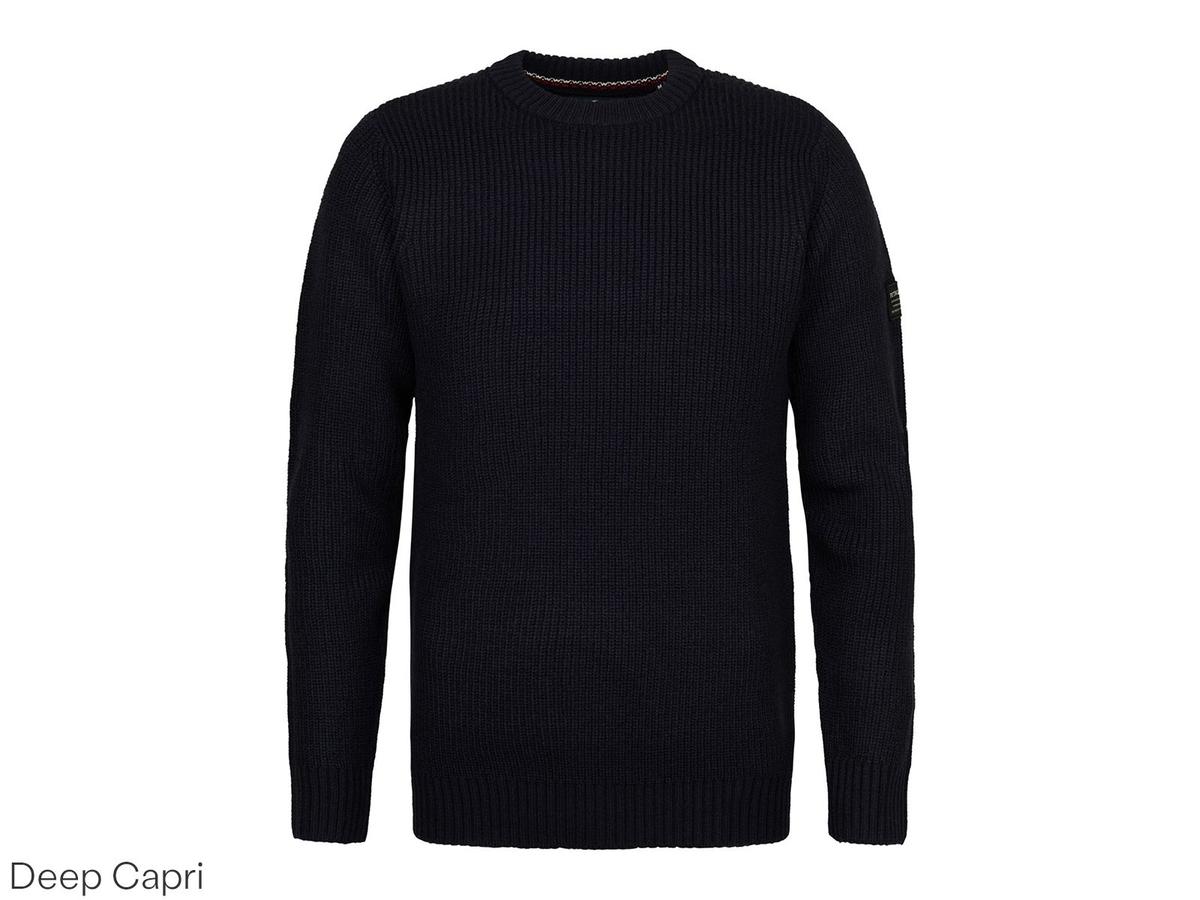 Petrol Strickpullover mit Rundhalsausschnitt – Basic-Design – Größe XXL – Deep Black