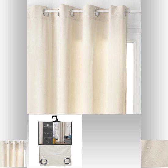 Atmosphera Vorhang Lilou – L 260 x B 140 cm – elfenbeinweiß – Polyester – mit Ringen