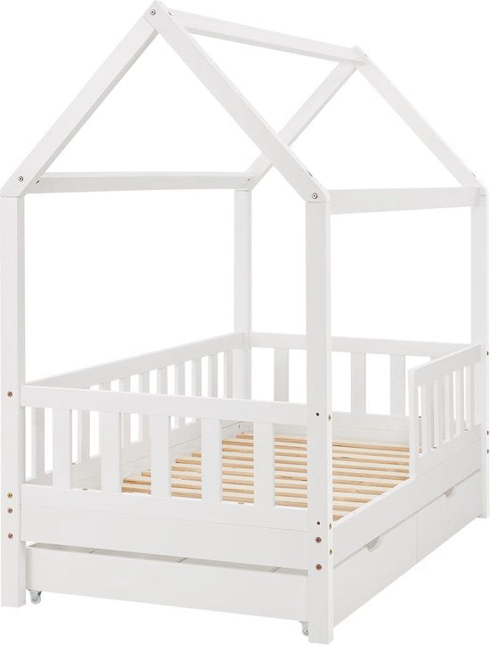Kinderbett Marli - 80 x 160 cm - Weiß - inkl. Bettkästen