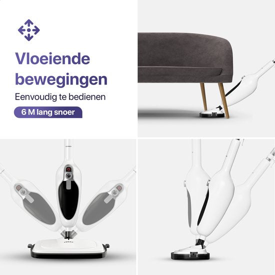 LUMAN - 12 in 1 Dampfreiniger - Teppich-/ Fleckenreiniger - 10 Aufsätze & 3 Mikrofasertücher - Reinigt Boden/Sofa,/Bad/Teppich - Weiß