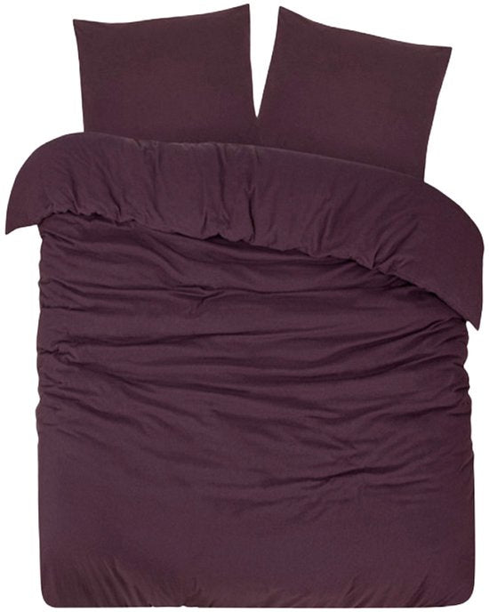 DoubleDry Bettbezug aus Flanell, 100 % weiche Baumwolle – Einzelbett 140 x 200/220 cm + 1 Kissenbezug – atmungsaktiv & hautfreundlich – Lila