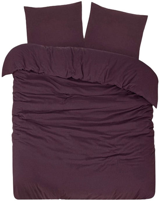 DoubleDry Bettbezug aus Flanell, 100 % weiche Baumwolle – Einzelbett 140 x 200/220 cm + 1 Kissenbezug – atmungsaktiv & hautfreundlich – Lila