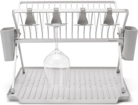 Brabantia SinkSide Abtropfgitter - klappbar - mit Besteckhalter - Mittelgrau
