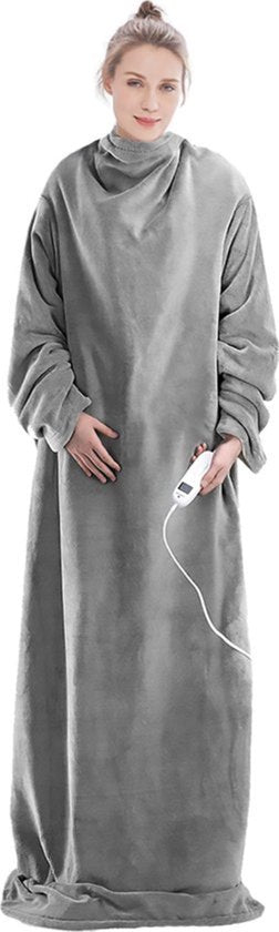 Goliving - Heizdecke mit Ärmeln - Waschbar - mit 9 Einstellungen und Timer - 195x125 cm -Grau