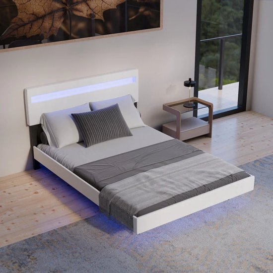 Hängebett Lissabon - 140x200cm - Kunstleder - Inkl. LED - Weiß