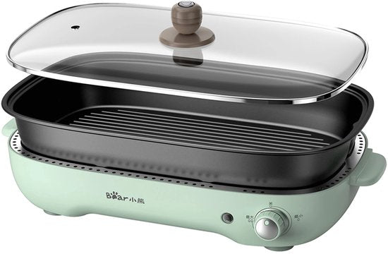Bear Elektrischer Grill & Hot Pot 2-in-1 – 4 l – 1200–1400 W – frei einstellbare Temperatur (0–230 °C) – abnehmbare Grillplatte und Pfanne
