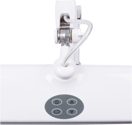 Velleman Verstelbare bureaulamp met klem, flexibele zwenkarm, aan/uit-schakelaar en traploze dimfunctie, 84 krachtige leds, 58 cm breed, 21W, 6500K, 1,5 m kabellengte, geschikt voor bureaublad tot 6,3cm