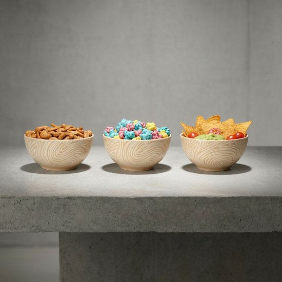 alpina Ceramic Bowl 3-teilig – Set mit 3 Keramik-Häppchenbechern – Fassungsvermögen 0,2 Liter pro Stück – rund – ideal für Frühstück, Snacks oder Desserts – 10,5 x 10,5 x 19,5 cm – Hellbraun – 2 Jahre Garantie