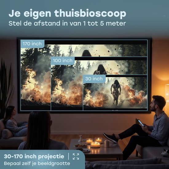 Audyn Beamer - Full HD 1080P - Tragbarer Mini-Beamer - Drahtloser Projektor - Wifi und Bluetooth - Beamer - Hdmi, Usb und Aux - Weiß