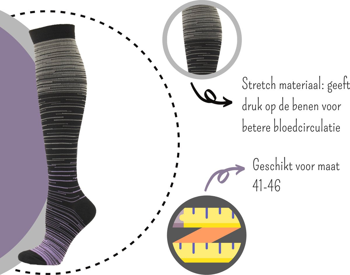 Duopack Kompressionsstrümpfe / Stützstrümpfe Unisex - Schwarz - Größe 41-46 - 2 Paar