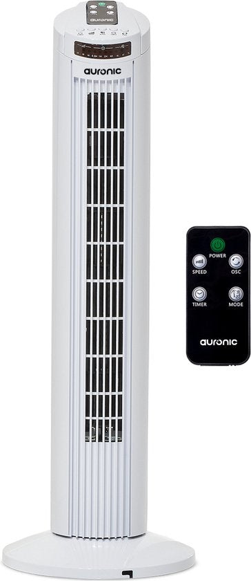 Auronic Tower Fan - Standventilator mit Fernbedienung - Timer - 50W - 45dB - 74cm - Weiß