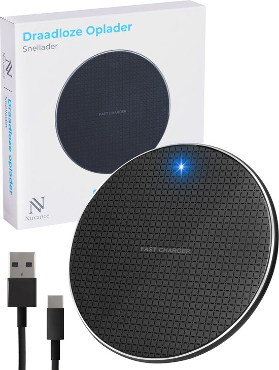 Nuvance Wireless Charger 10W - Inklusive Kabel - Wireless Charger - Schnellladegerät - Geeignet für alle drahtlos aufladbaren Smartphones