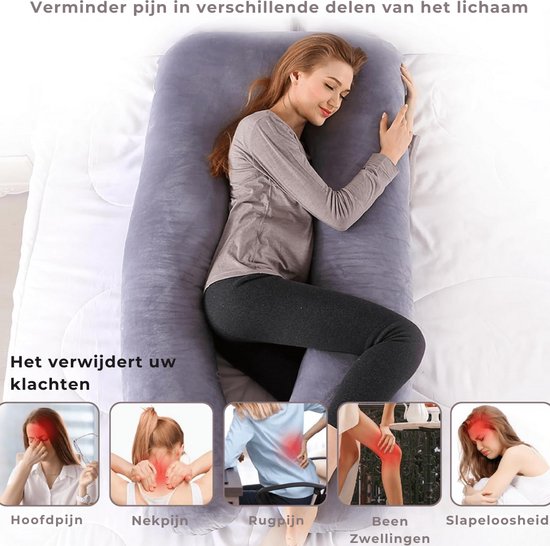 Schwangerschaftskissen – XXL-U-Form – Körperkissen – Seitenschlafkissen – Plüschbezug – Stillkissen – 280 cm – Reißverschluss – Rheme
