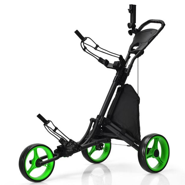 3 Räder Golf Schiebewagen Schnell faltbar Golf Walking Schiebewagen Golftaschenhalter Golf Trolley für Golfschläger Golf Trolley