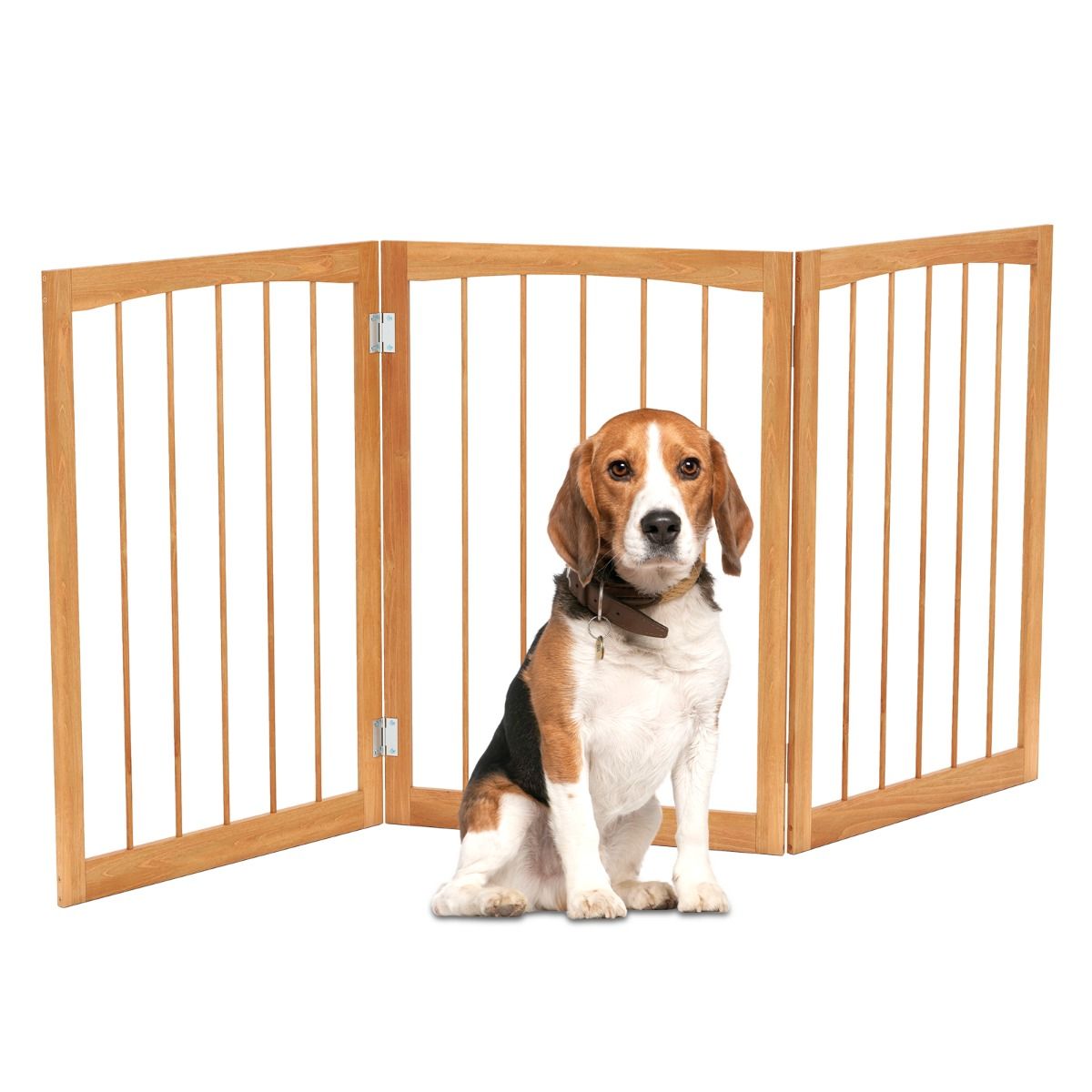 Coast Hundeschutzgitter – 3-teiliges, zusammenklappbares Schutzgitter – Naturholz – 76 cm hoch