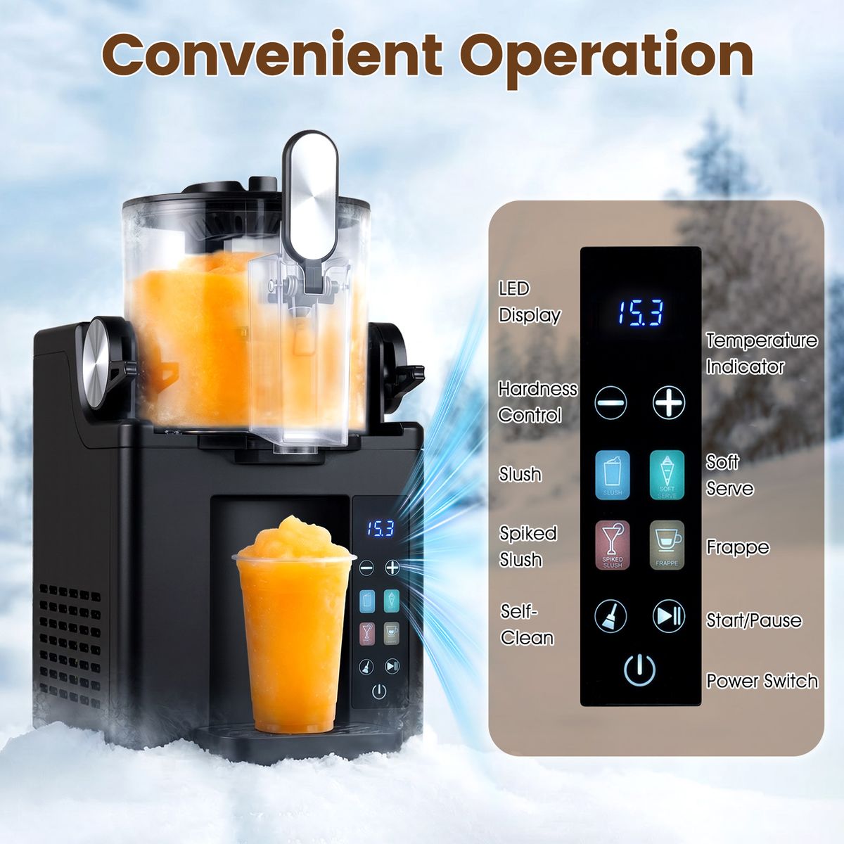 Coast Slush-Maschine – 1,5 Liter – LED-Touch-Bedienung – Selbstreinigungsfunktion – Schwarz