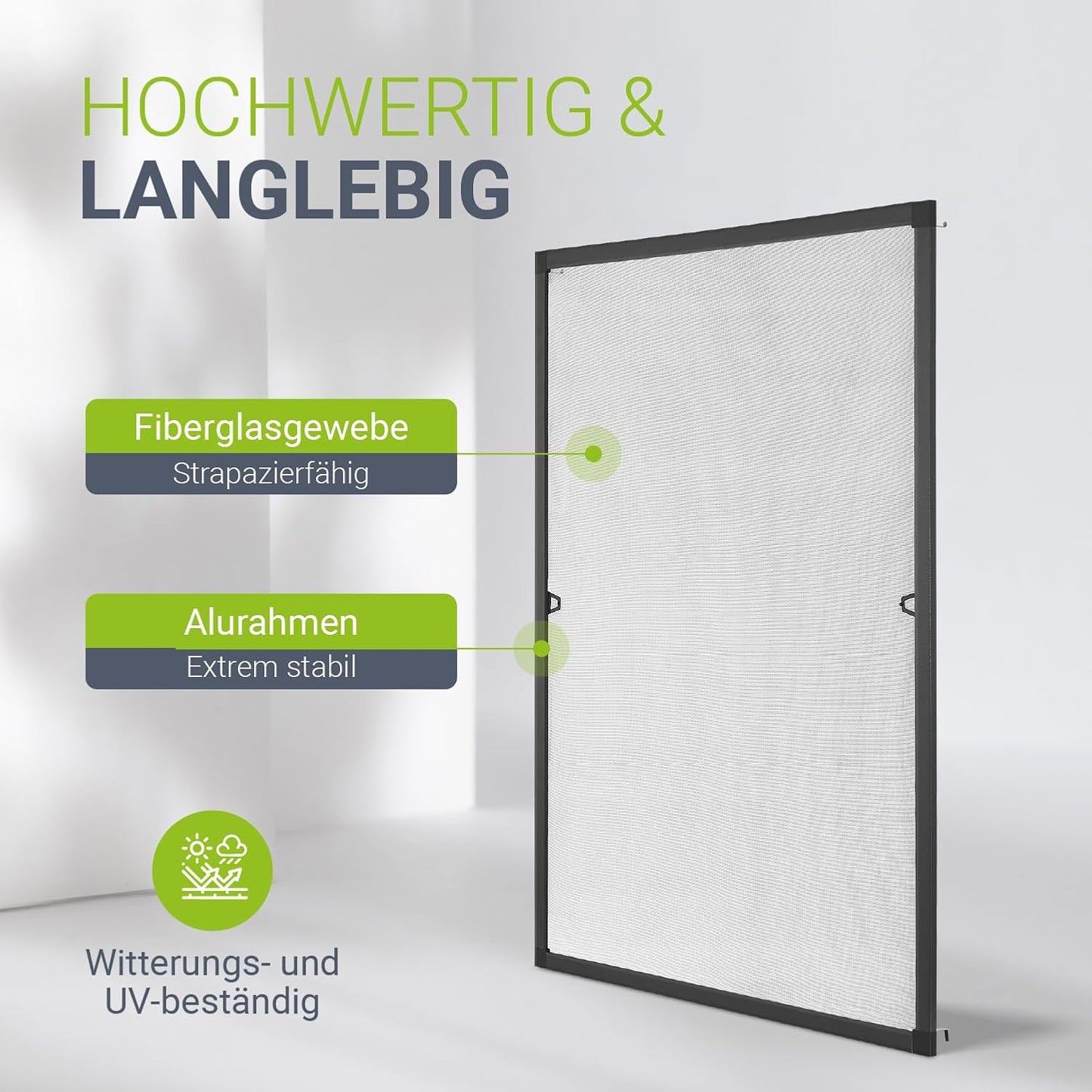 Juskys Fliegengitter / Fenstergitter / Paravent - 100 x 120 cm - Schwarz - inkl. Befestigungsmaterial