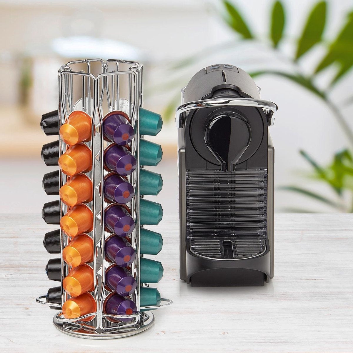KitchenBrothers Kapselhalter - Nespresso - 42 Kapseln - schwenkbar - Edelstahl