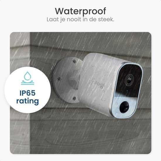 Gologi kabellose Kamera auf Batterie - Sicherheitskamera - Mit Nachtsicht - WiFi-Kamera - Sicherheitskamera - Wiederaufladbar - Niederländischsprachige App - Weiß