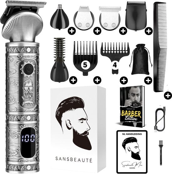 6-in-1 Barttrimmer Männer - Trimmer für Bart und Körper - Inkl. 6 Aufsätze - Body Groomer Männer - Body Trimmer Männer - Clippers - 0.5-15MM - Nase und Ohren - Multitrimmer - Haartrimmer - Trimmgerät Bartmaschine - Multigroomer