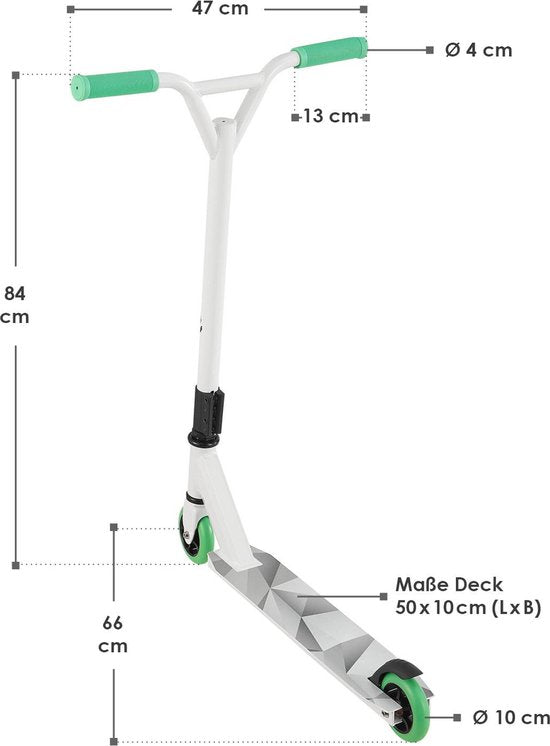 Stunt Scooter Futuristisch in Weiß Grün