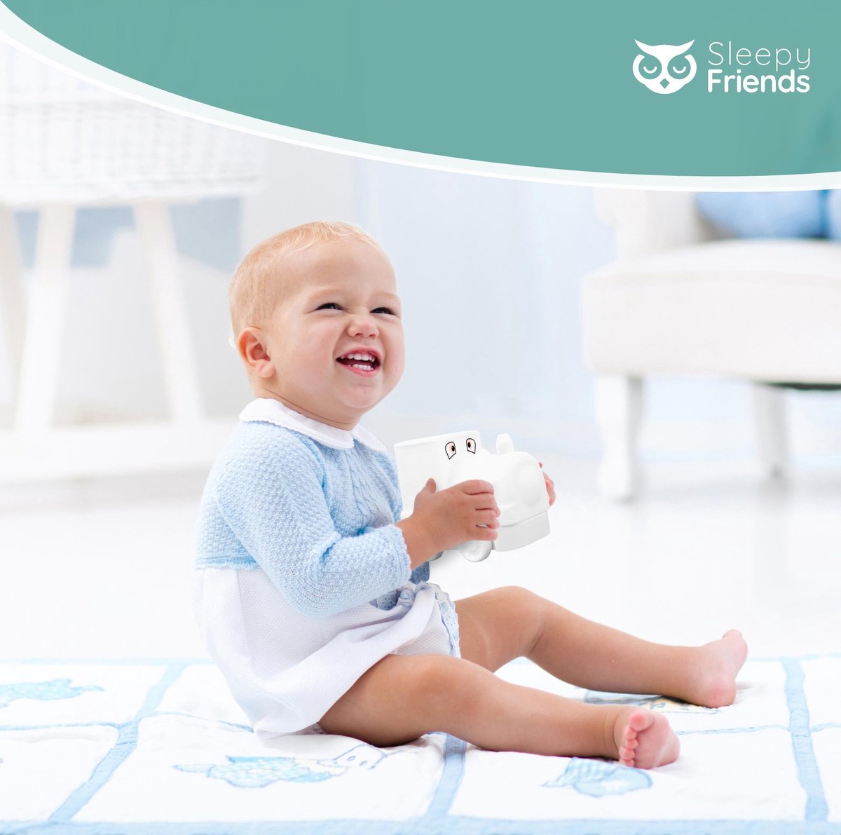 Sleepy Friends Train Nachtlicht Kinderzimmer - Dimmbares LED-Nachtlicht 8 Farben - 95.2 x 97.4 x 100 mm - Grau - Inklusive Fernbedienung