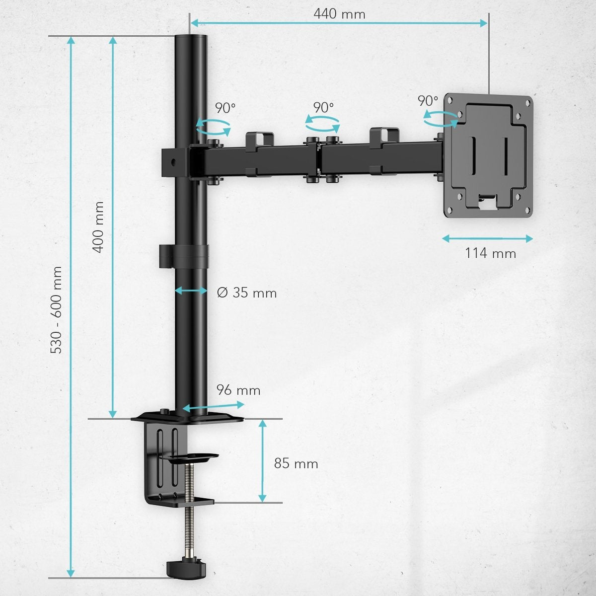 Auronic Monitorarm - 1 Bildschirm - 13 bis 32 Zoll - Verstellbar - Stahl - Schwarz