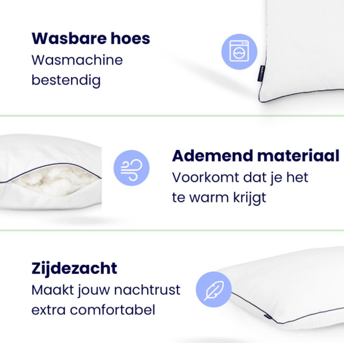 Soulsnooze Luxus-Kissen - 2er-Set - 40x80 cm - Medium - Verstellbar & Anti-Allergie