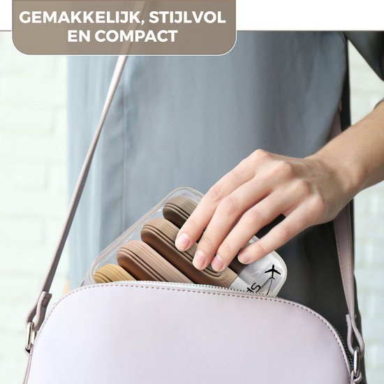 EverNeeds Reiseflaschen mit Etui - Nachfüllbar - Silikon-Reiseflaschen Handgepäck - Hell Apricot - 4 Stück