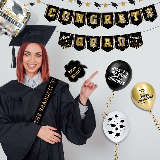 Partizzle Graduated Party Decorations Artikel - Girlande & Luftballons - Hurra Graduation Party - Graduation Party Artikel - XL