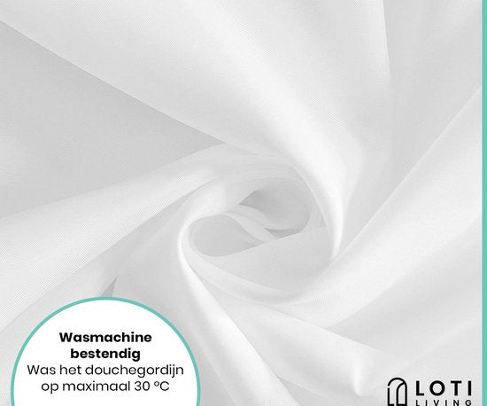 Loti Living Duschvorhang Anti-Schimmel - Weiß - Inklusive Ringe - Wasserdicht - Polyester - Duschvorhang 180x200 cm