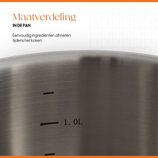 ELLE Gourmet Modern Edelstahl Kochtopf mit Deckel - Ø 18 cm - Kochtopf - PFAS frei - Induktion