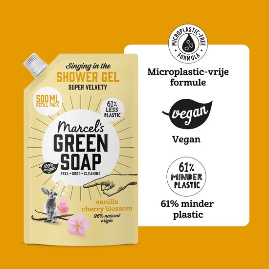 Marcel's Green Soap Duschgel-Nachfüllpackung – Vanille & Kirschblüte – 6 x 500 ml