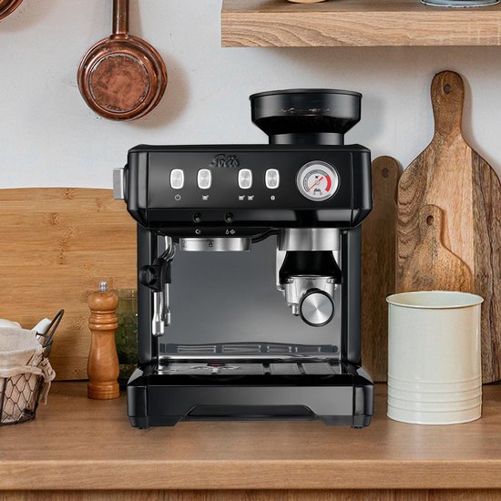 Solis Grind & Infuse Compact 1018 Kolbenmaschine - Espressomaschine - Geeignet für Pads - Edelstahl Schwarz