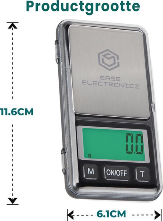 Ease Electronicz Digitale Mini-Präzisions-Küchenwaage - 0,1 bis 200 Gramm - 11,6 x 6,1 cm - Taschenwaage - inklusive 2x AAA-Batterien