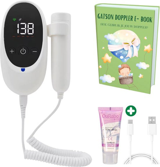 Gatson Premium Doppler - Inklusive E-Book und Doppler-Gel, USB wiederaufladbar - Doppler Baby - Baby-Herz-Monitor - Baby-Dusche-Geschenk - Schwangerschaft