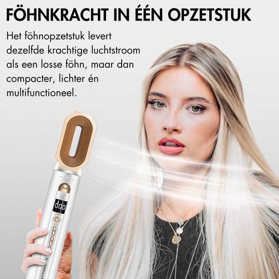 Sansbeauté® 9-in-1 Airstyler mit Diffusor und Aufbewahrungsbox - Multistyler - Haartrocknerbürste kurzes Haar - Lockenstab - Haarstyler - Haartrockner - Wärmebürste - Lockenbürste - Lockenstab - Haarglätter - Stylingbürste - 5 in 1 Hairstyler