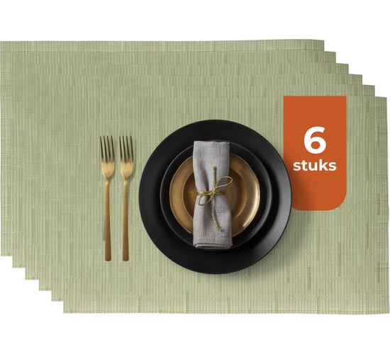 Castagnola Tischsets - Kunststoff Tischsets - Untersetzer - Tischsets Kunststoff und PVC - 6 Stück - 45 x 30 cm - Grün