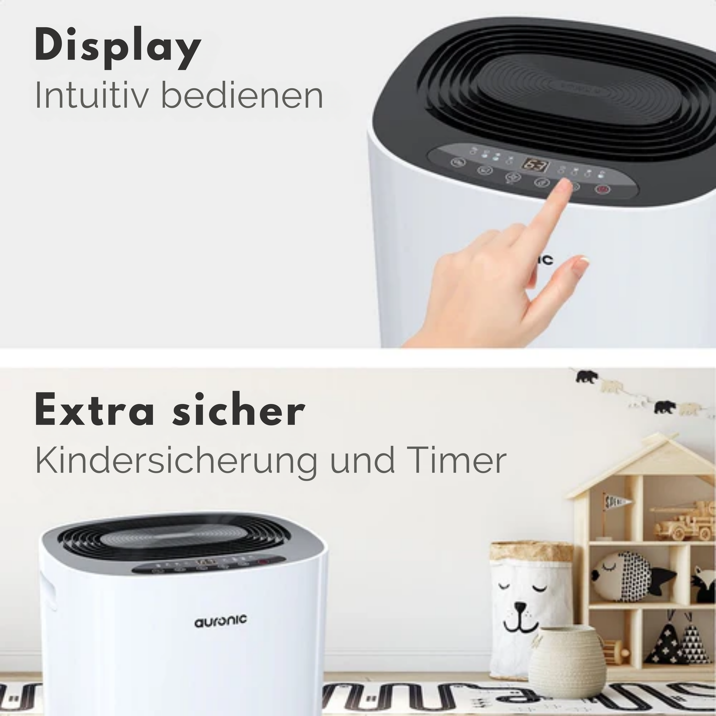 Auronic Luftentfeuchter und Reiniger - 25L pro Tag - Wasch-/Trockenfunktion - weiß