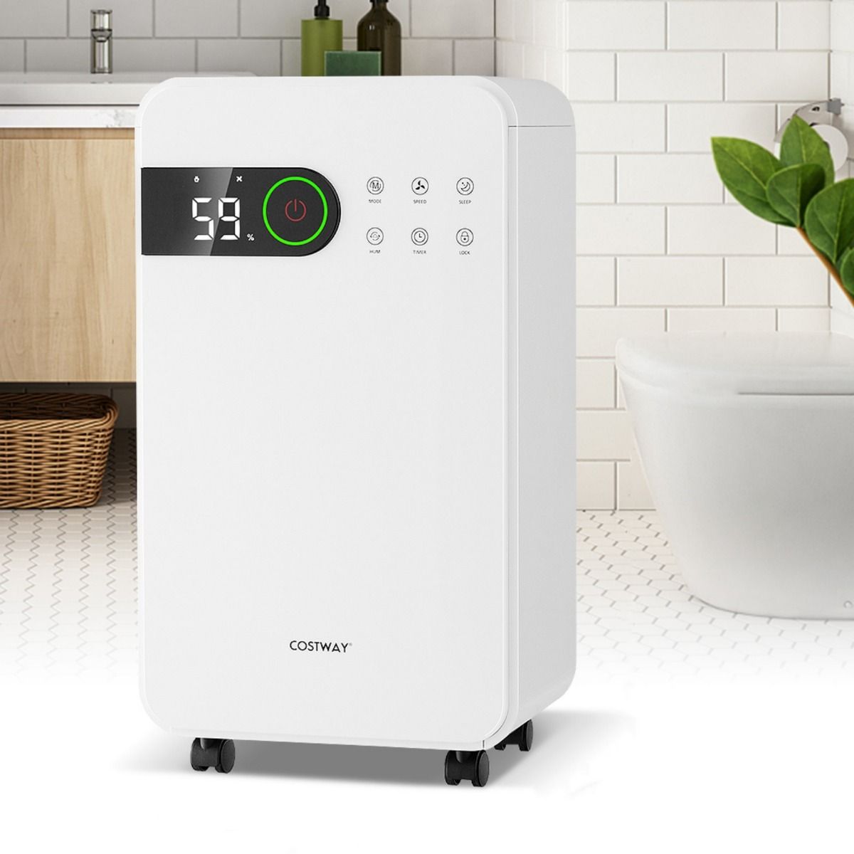 Coast Luftentfeuchter – 2,3 Liter Wassertank – Schlafmodus – 24-Stunden-Timer – Weiß