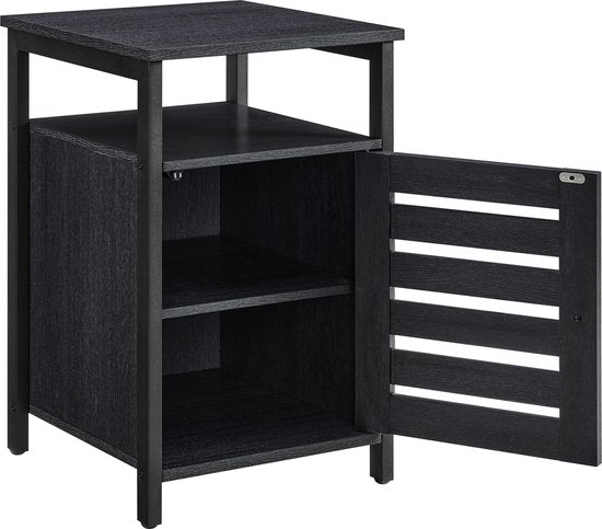 O'DADDYÂ® Nachttische industrial - Beistelltisch - Nachttisch mit Tür und Einlegeböden - 40 x 40 x 60 cm - schwarz/dunkelgrau