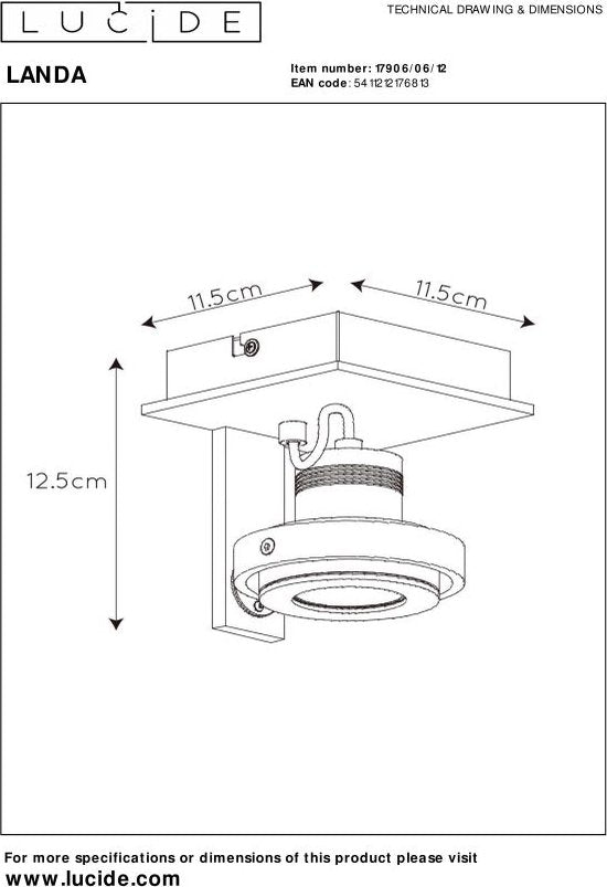 Lucide LANDA – Deckenstrahler – LED, dimmbar bis warm – GU10 – 1×5 W, 2200 K/3000 K – Mattchrom