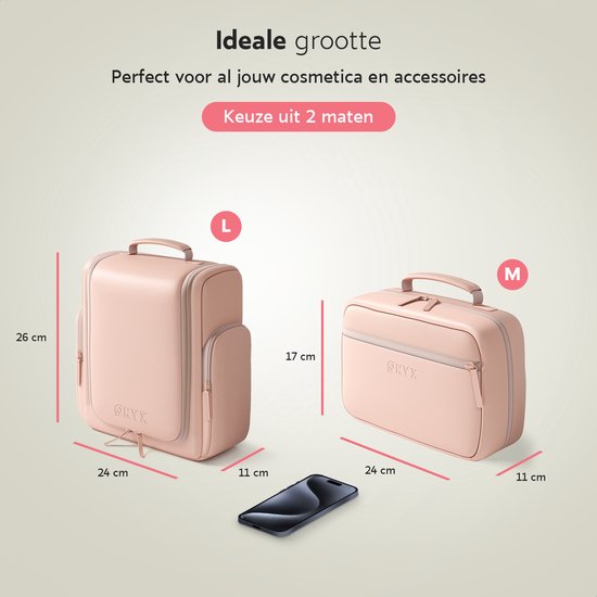 ONYX Kulturtasche Pink - Schminktasche - Kosmetiktasche - Interner Organizer - Schminkspiegel - Aufhängbar - Damen und Herren - Größe: L