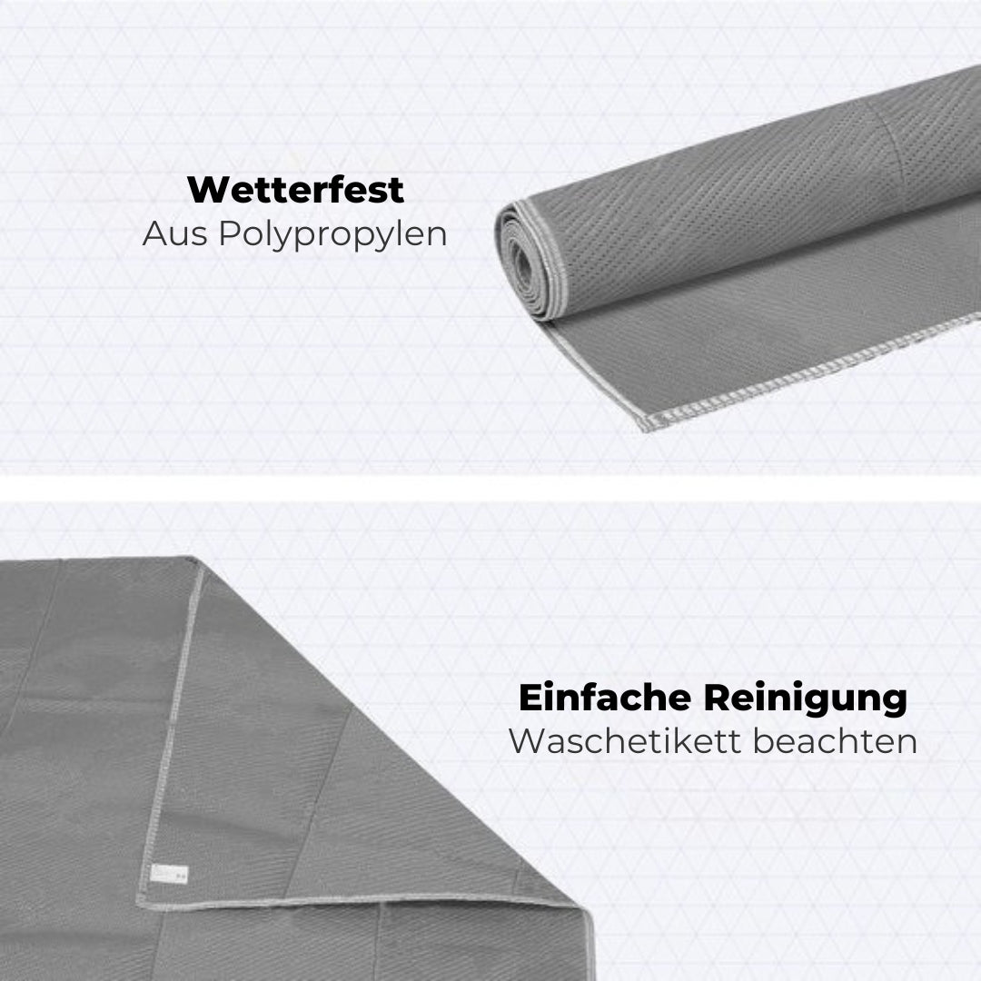 LifeGoods Outdoor-Teppich - 274x350CM - Gartenteppich - Inkl. Tragetasche - Grau